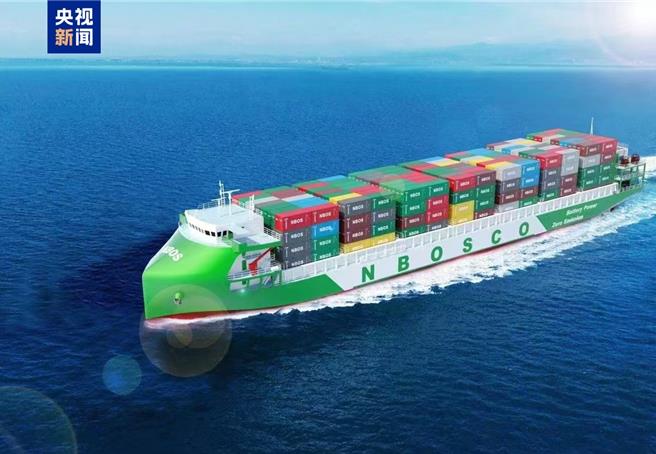 全球最大、陸首製萬噸級純電動高端智慧海船，進入建造階段。（大陸央視）