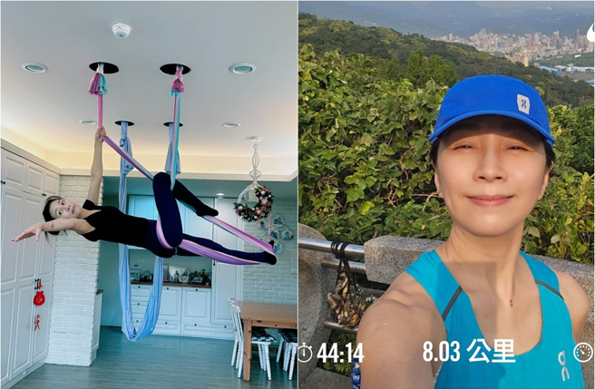 方文琳喜歡運動，跑步、空中瑜伽、肌力訓練等都嘗試。（圖／方文琳臉書）