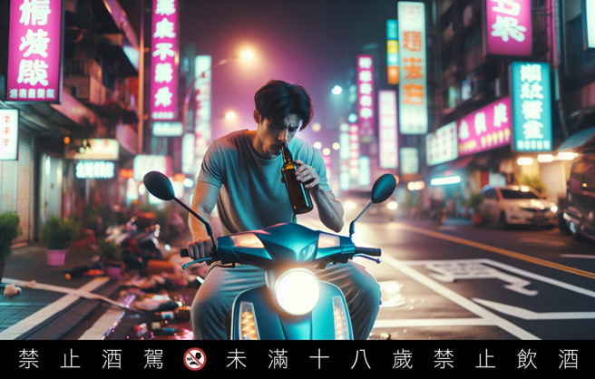 台中市一名李姓男子酒後騎車肇事，追撞4輛車輛並造成自己受傷。（示意圖、與本案無關／AI生成）