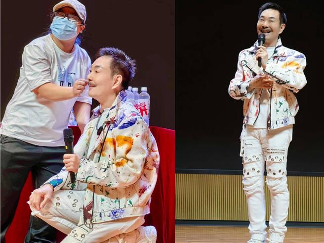 杨怀民在影友会上兑现承诺让粉丝一圆摸他鬍鬚的心愿。（杨怀民提供）