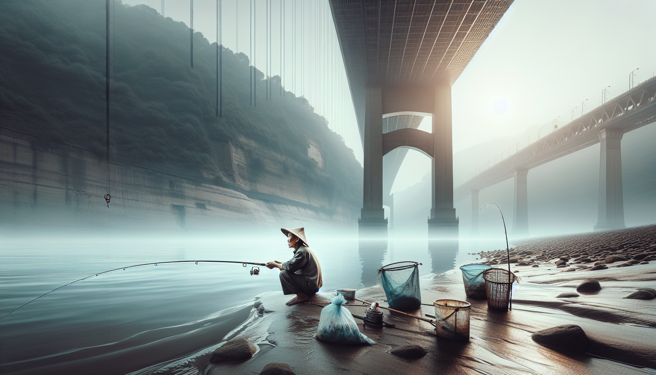 一名黄姓男子于武汉长江边进行路亚钓鱼时，意外「上鉤」的竟不是鱼，而是一把年代久远、生满銹迹的手枪。（示意图、与本案无关／AI生成）