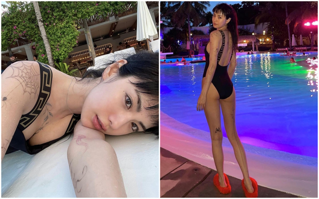 南韩女星Nana曾自述刺青可以缓解她的心理压力，于是全身都是刺青。（图／摄自IG@jin_a_nana）