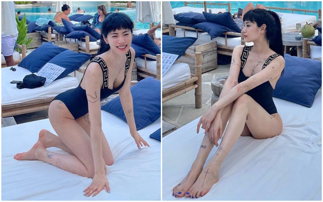 南韩女星Nana曾自述刺青可以缓解她的心理压力，于是全身都是刺青。（图／摄自IG@jin_a_nana）