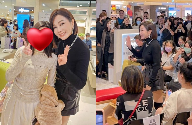 陈美凤亲切地与民眾一一合照，人气依旧不灭。（图／陈美凤FB）