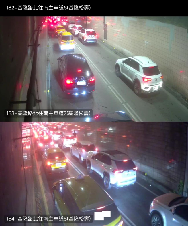 昨天半夜北市基隆路地下道大塞车，民眾困在车阵中1小时。（翻摄自 陈宥丞脸书）