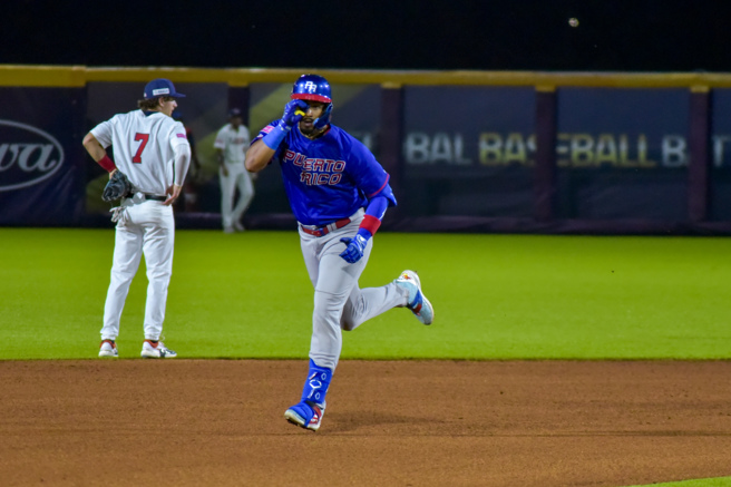 波多黎各在12强A组预赛首战靠着巨人队新秀塞瓦勒斯（Sabin Ceballos）阳春炮致胜。（WBSC提供）