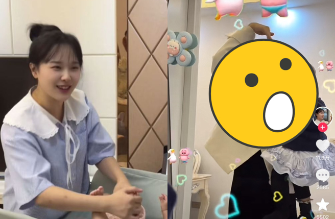 挖呀挖老师刚生产完，曾被网友酸身材发福。（图／抖音@教音乐的花开富贵）