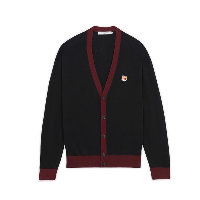 新光三越DIAMOND TOWERS独家，Maison Kitsuné黑色深红滚边狐狸头LOGO长袖针织外套，特价6680元（57折）。（新光三越提供）