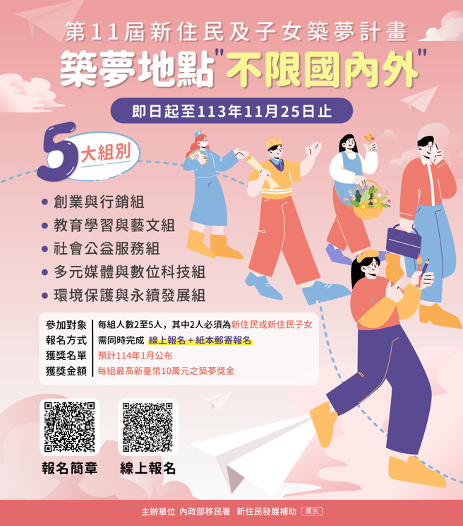 第11屆新住民及子女築夢計畫文宣。(移民署嘉義市服務站)