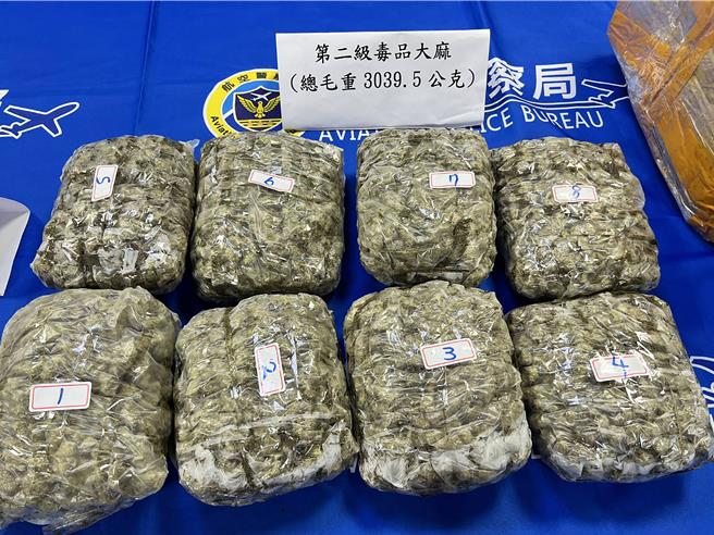内政部警政署航空警察局12日宣布破获一宗由5名越南籍人士在台组成的贩毒联盟，此集团涉嫌将大量毒品从泰国走私至台湾，成员中以学生身份取得驾照运毒，专门向境内外籍移工贩售。此次查扣5公斤大麻及新台币14万余元赃款，并对这5人以违反《毒品危害防制条例》及《组织犯罪条例》等罪嫌提起公诉。（航警局提供／陈麒全桃园机场传真）