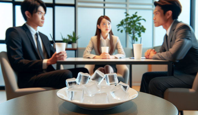 面试官问「如何在3秒钟内将冰块变成水？」男子在纸上写了「冰」字，接着把部首「冫」撕掉，面试官看完马上录取他。（示意图／AI生成图）