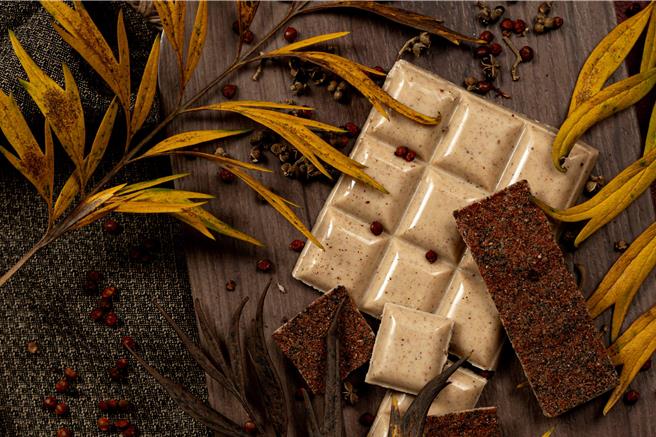 疗癒巧克力霸系列-禁忌东加豆＆盐肤木获「巧克力霸-白巧克力」项目世界银牌。（Qsweet巧克力菁点提供）