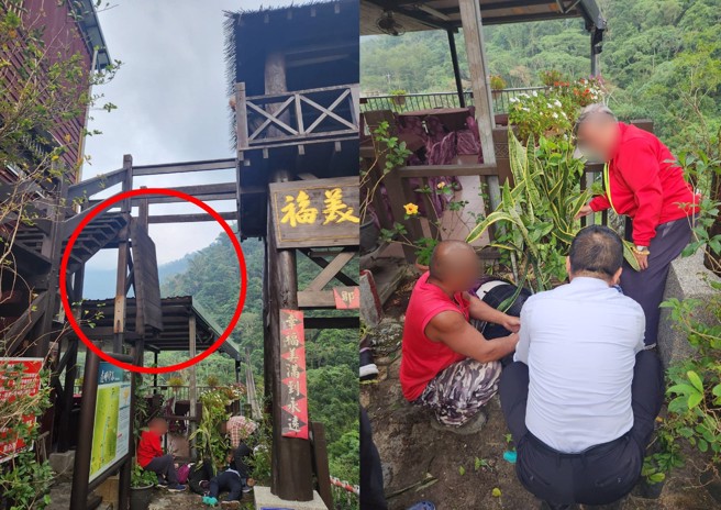 阿里山今天发生游客走木栈道，结果木栈道突然断裂，5名游客坠落，1名妇人送医昏迷。（翻摄画面）