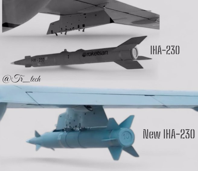  İHA-230 飞弹进行了改进，尾翼从4片改6片。(图/x)