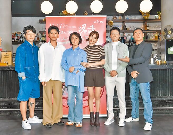 胡瑋杰（左起）、曾少宗、張詩盈、夏于喬、是元介、吳大維12日出席公視人生劇展《糟糕！我又吸走別人的念頭了》媒體茶敘。（公視提供）