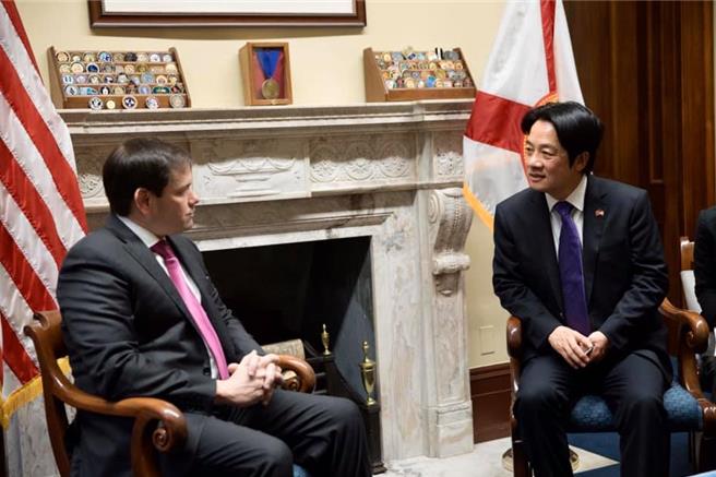 賴清德恭喜盧比歐被任命為美國國務卿，他分享2020年兩人在美國會晤合照。(取自賴清德X平台)