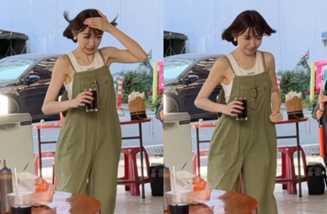 林明禎抵強風守住額頭曝光。（圖／IG@minchen333）