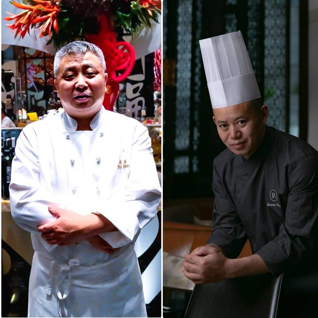 近期2位川菜大师先后访台客座，包括重庆「丽晶轩」邓建超主厨(右)，以及成都米其林一星的「许家菜」餐厅创办人许凡主厨。(右-台北晶华酒店提供、左-陈韵萍摄／陈韵萍合成)。