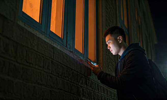 大陆长沙有男子潜入男生宿舍偷拍学生洗澡，没想到男子偷拍的影片是要给网恋女友看。（示意图、与本案无关／AI生成）