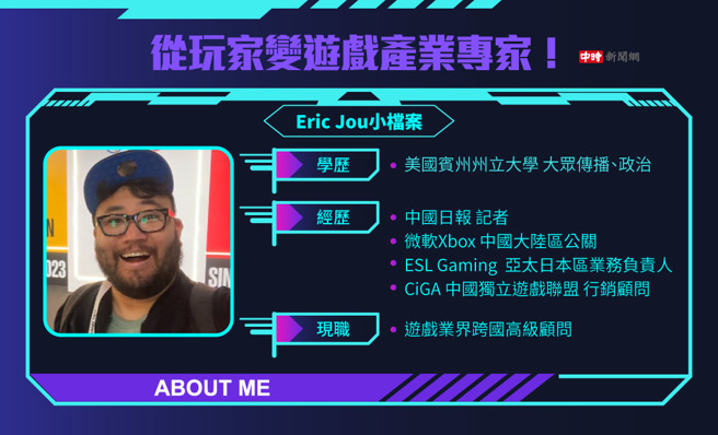 Eric Jou小檔案。（中时新闻网制图）