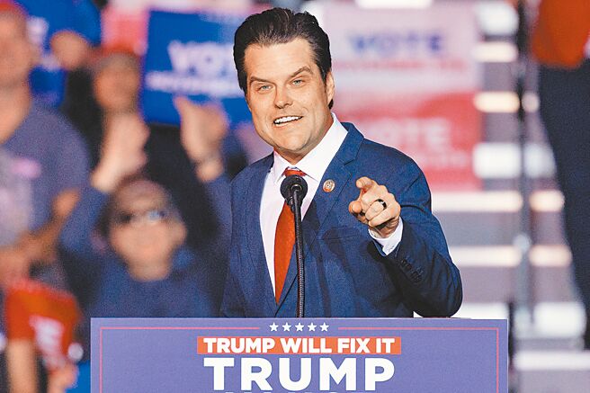 美國總統當選人川普13日宣布，將提名共和黨眾議員蓋茲出任司法部長。（路透）