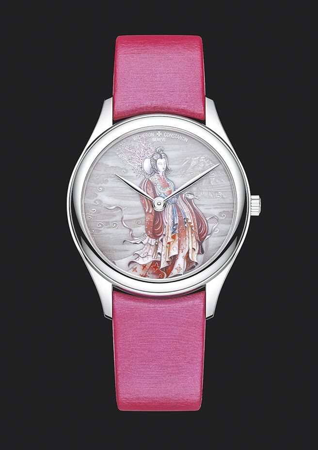 江詩丹頓以日本神祇為主題創作閣樓工匠Le Temps Divin系列腕表，圖為掌管富士山女神與櫻花之神「木花開耶姬」。 （Vacheron Constantin提供）