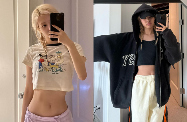 Rosé自拍曬出纖細螞蟻腰。（圖／IG@roses_are_rosie）