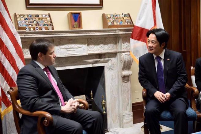 2020年2月3日時任副總統賴清德以「民間人士」身份訪問華府，和共和黨參議員盧比歐會晤。圖／截自賴清德臉書