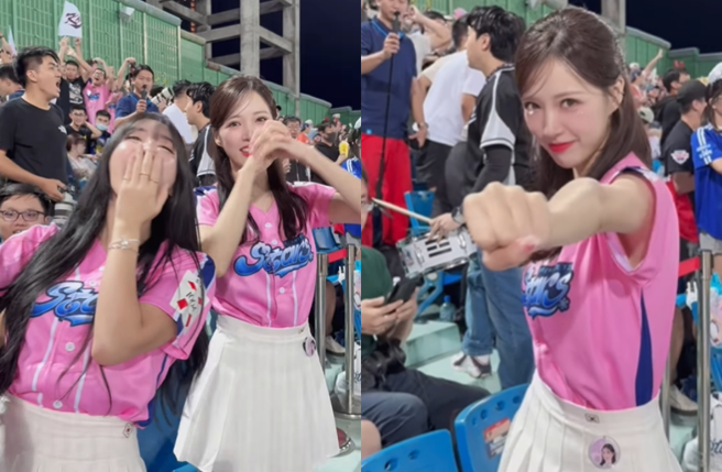 韩国大逆转多明尼加夺首胜，啦啦队女神嗨哭了。（图／IG@2s_enter_tw）