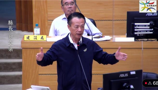 嘉义县长翁章梁首度证实，已重新启动铁路高架化可行性评估，将针对益本比不足部分加以补强。（取自议会即时影像／吕妍庭嘉义传真）