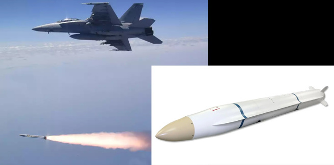 F-18E发射AGM-88G先进反辐射增程飞弹，它也是SiAW 的设计基础。(图/美国海军/诺格公司)