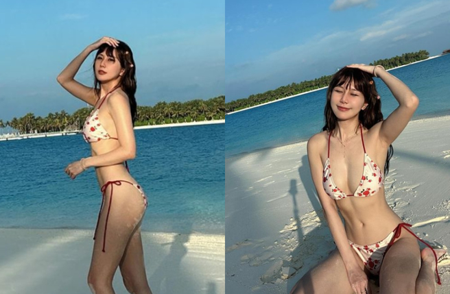 Niya到马尔地夫度假，解放好身材晒比基尼辣照。（图／翻摄自IG @niya840325）