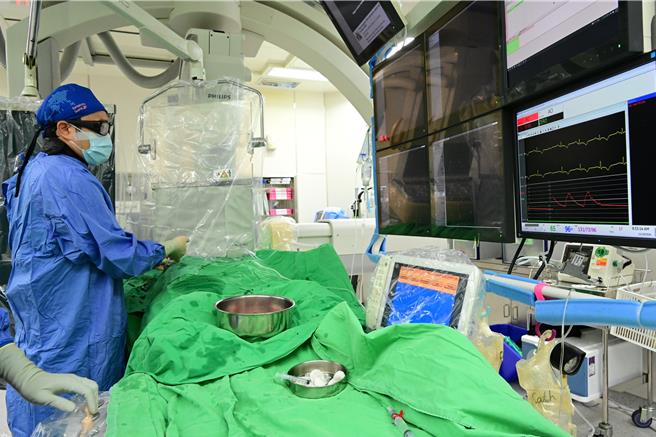 亞洲大學附屬醫院心臟內科主任王宇澄透過心導管手術成功置放支架，總算將患者救回一命（情境圖）。（亞大醫院提供／馮惠宜台中傳真）