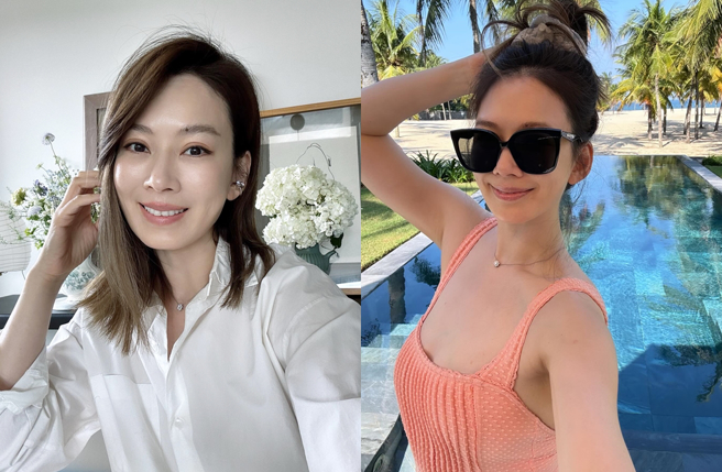 Melody度假穿低胸小可爱。（图／翻摄自melodykliu IG）