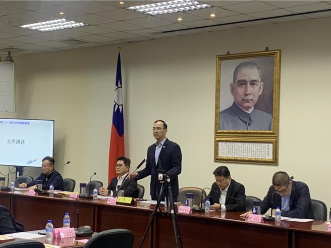 國民黨主席朱立倫今在中常會上發表談話。（張薷攝）