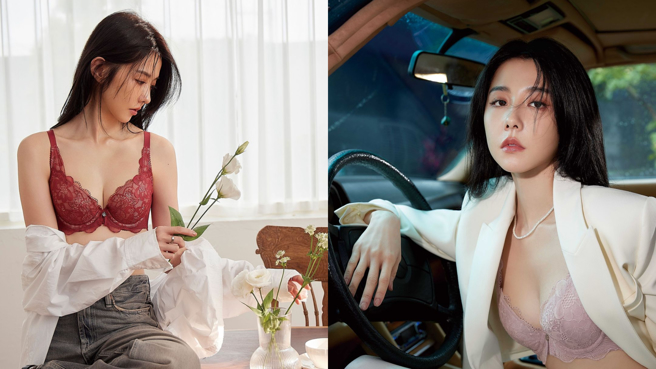 女星邵雨薇最新内衣宣传照，大方晒事业线。（图／邵雨薇 IG）