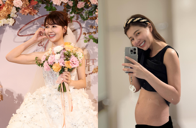 谢京颖突晒圆滚滚凸肚照，兴奋宣布喜讯。（图／中时资料照、脸书 谢京颖 Orange）