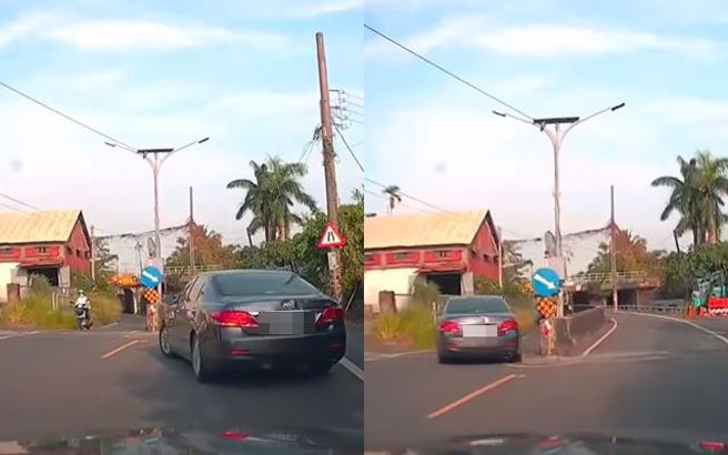 有车主拍到前方1辆轿车竟逆向疾行通过涵洞。（图／翻摄自八卦村 - 行车纪录器影片上传中心）