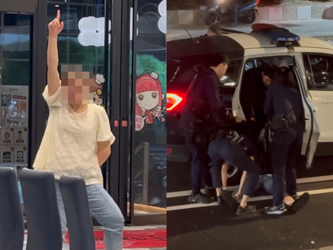 桃园市中坜区有民眾到火锅店用餐，没想到遇到一名大妈在店里大吵大闹。（翻摄自Threads）