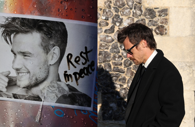 家属替连恩举行葬礼，哈利（右）被拍到哭红了鼻子。（图／达志影像）