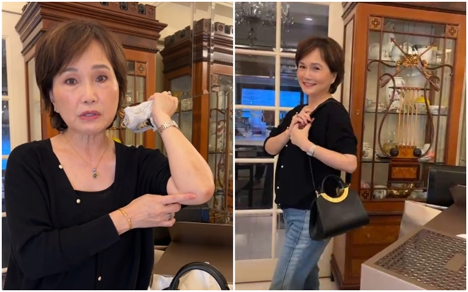 前主播沈春華傷後首度開箱直播，同時表示自己的膝蓋和手肘都在痛。（圖／攝自FB@沈春華 Live Show）