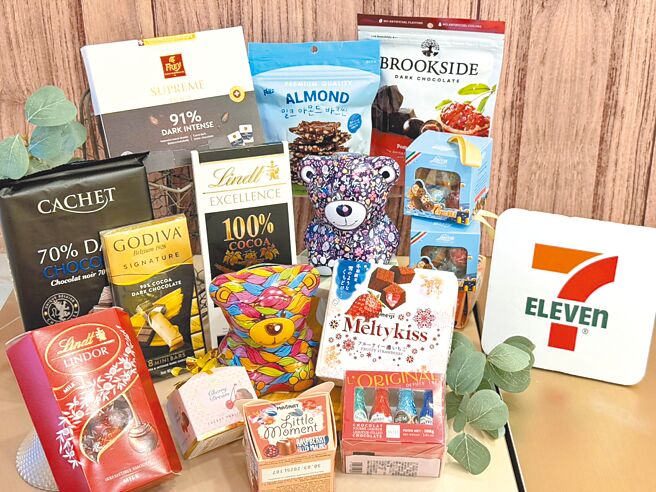 7-11於26日前推「巧克力大賞」主題專案架，買指定商品任選2件8折、3件77折起。（7-11提供）