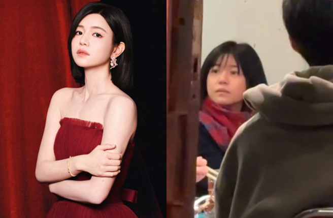 陈妍希被直击顶素顏和好友付辛博、颖儿夫妻聚餐。（图／微博）
