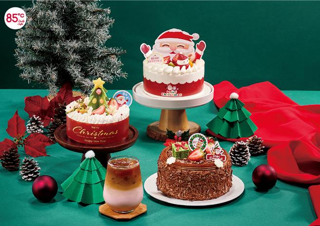 85度C耶诞嘉年华推7款主题蛋糕，预期檔期销售20万个。（85度C提供／朱世凯台北传真）