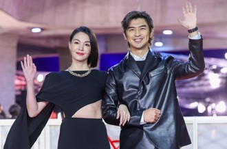 金馬61／張榕容不畏寒風「美背全洩」 羨慕陳柏霖皮衣外套超保暖