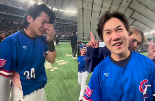 陈杰宪赛后落泪依旧帅气，江坤宇则是全身放松，呆呆地喊：哇！（图／CPBL IG）