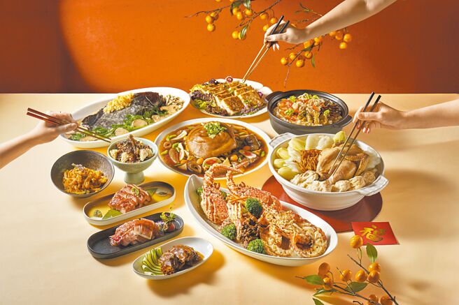 六福旅遊集團粵亮廣式料理推出常溫外帶年菜-金蛇開泰宴，六人份外帶饗宴共七道年節必備料理，每套10,888元。圖／六福旅遊集團提供