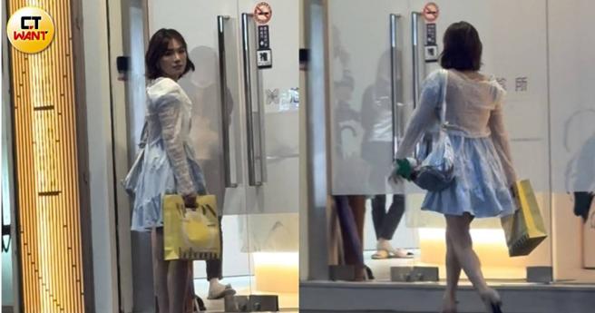 日前陈沂被本刊读者直击，正踏着轻盈脚步直衝台北市信义区的医美诊所。（图／本刊摄影组）