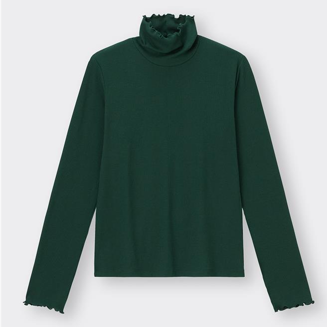 GU「女装 柔软罗纹高领T恤」，特惠价290元。（UNIQLO提供／朱世凯台北传真）