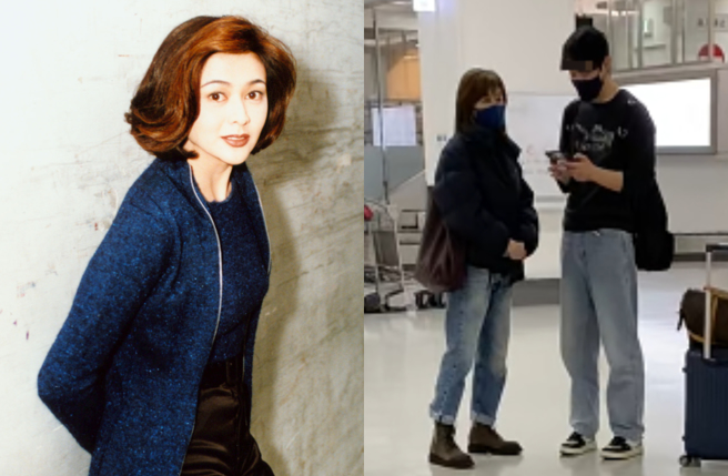 關之琳現蹤日本機場被捕捉，小鮮肉同行曝感情近況。（圖／中時資料照、小紅書 吃土豆長大的馬鈴薯）